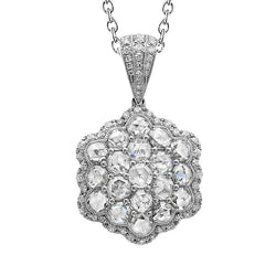 Roos Geslepen Echt Diamanten Hanger Ketting 2,70 Karaat Witgoud 14K