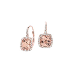 Rose Gold 14K Lady 10,60 Ct Morganite en diamanten bengelen oorbellen