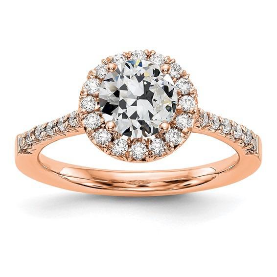 Rose Gold Halo Round Old Miner Diamond Ring met accenten 3 karaat - harrychadent.nl