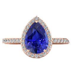 Rose Gold Halo Srilanka Sapphire Ring & Diamanten Sieraden 4 Karaat