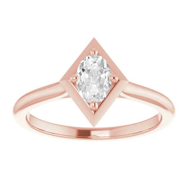 Rose Gold Solitaire Ovale Old Miner Diamond Ring Kite Style 2,50 karaat - harrychadent.nl