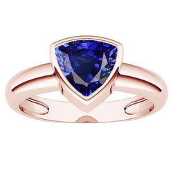 Rose Gold Solitaire Ring 2 karaats blauwe saffier ring set biljoen geslepen