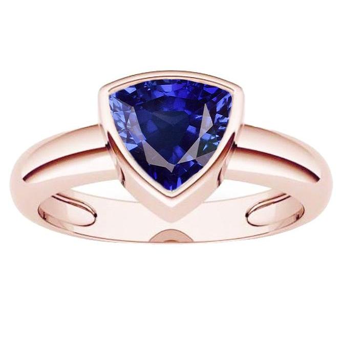 Rose Gold Solitaire Ring 2 karaats blauwe saffier ring set biljoen geslepen - harrychadent.nl