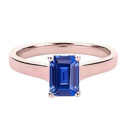 Rose Gold Solitaire Ring Emerald Ceylon Blauwe Saffier 2 Karaat