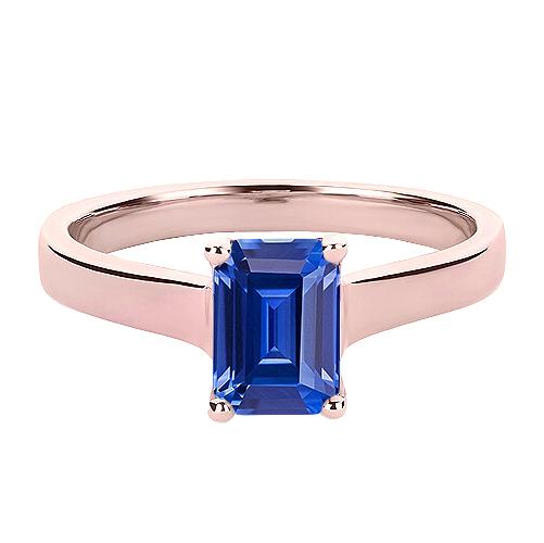 Rose Gold Solitaire Ring Emerald Ceylon Blauwe Saffier 2 Karaat - harrychadent.nl