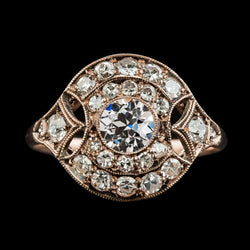 Rose Gouden Halo Ring Vintage stijl oude mijn geslepen diamanten 4,50 karaat