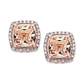 Rose goud 14K 11,52 karaat Morganite & diamanten Lady Stud Oorbellen - harrychadent.nl