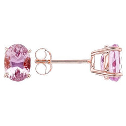 Rose goud 14K 12 Ct Kunzite Dames Oorknopjes Sieraden