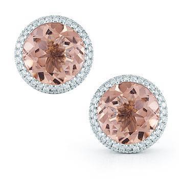 Rose goud 16,70 ct Morganite en diamanten Lady Studs oorbellen - harrychadent.nl