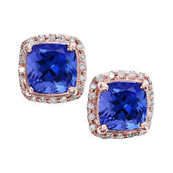 Rose goud tanzaniet en diamanten 6.70 ct dames oorknopjes