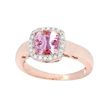 Rosé gouden 14K Halo roze Kunziet diamanten ring 18.75 karaat - harrychadent.nl