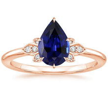 Afbeelding in Gallery-weergave laden, Rose gouden diamanten verlovingsring Peer geslepen Ceylon saffier 7,25 karaat - harrychadent.nl
