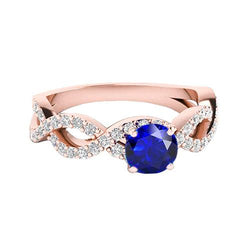 Rose gouden ronde diamant & Ceylon saffier verlovingsring 4,50 karaat