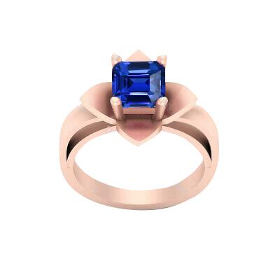 Roségouden Solitaire Ring 1 Karaat Bloeiende Bloem Stijl Ceylon Sapphire - harrychadent.nl