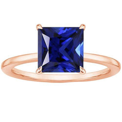 Roségouden Solitaire Ring Prinses Sri Lankaanse Saffier 3,50 Karaat