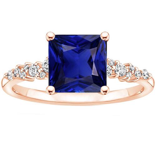 Roségouden ring met blauwe saffier edelsteen voor dames met accenten 3,75 karaat - harrychadent.nl