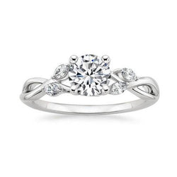 Round And Markiezin Cut Diamonds 3,50 Carats Engagement Ring WG 14K