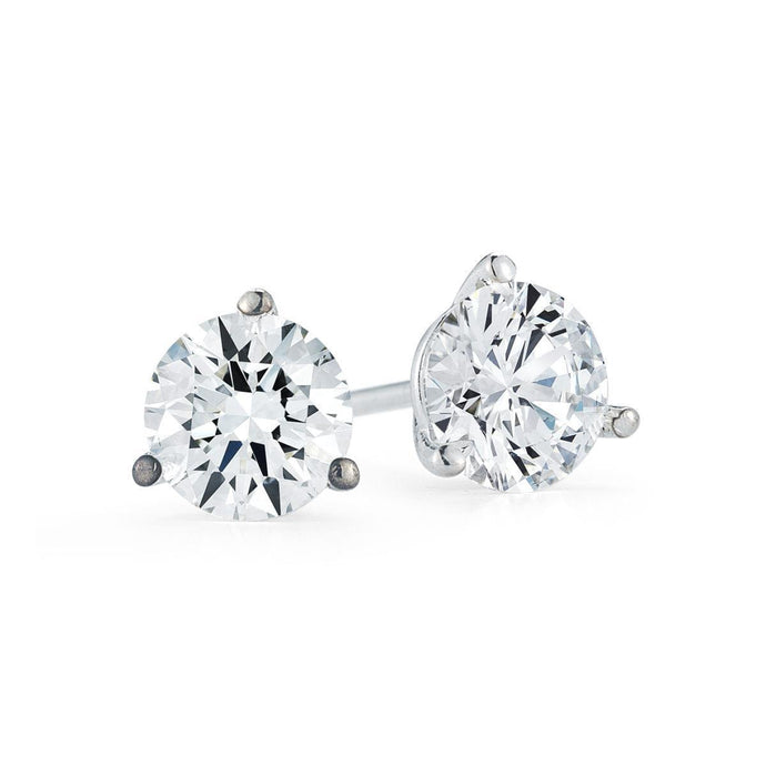 Round Cut Solitaire Diamond Stud Earring Wit Goud 14K 1.10 Karaat - harrychadent.nl