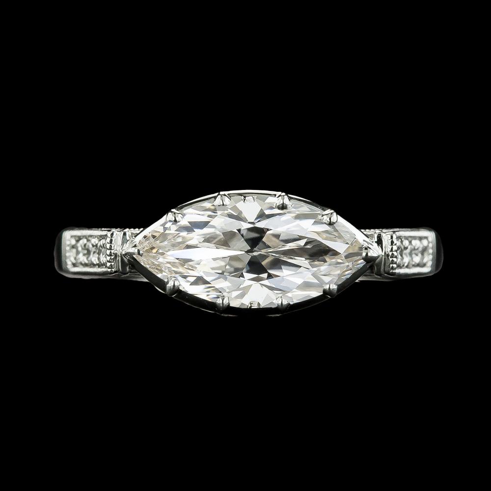 Round & Marquise Old Cut Diamond Ring 14K gouden sieraden 5,50 karaat - harrychadent.nl