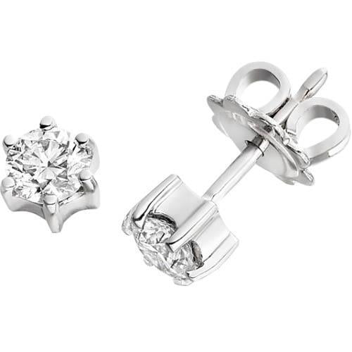 Round Cut Six Prong Set 2,00 Karaat Echt Diamanten Oorknopjes Wg 14K