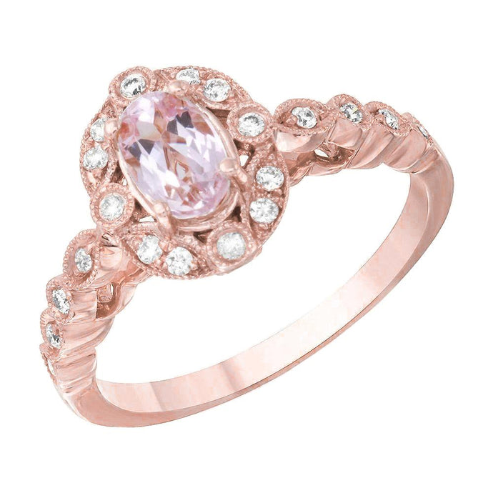 Roze Kunziet En Bezel Diamanten Ring 13.30 Karaat Rose Goud 14K - harrychadent.nl