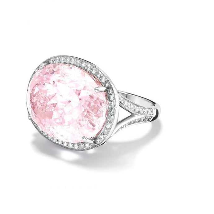 Roze Kunziet Met Diamanten 18,75 Karaat Trouwring Goud Wit 14K - harrychadent.nl