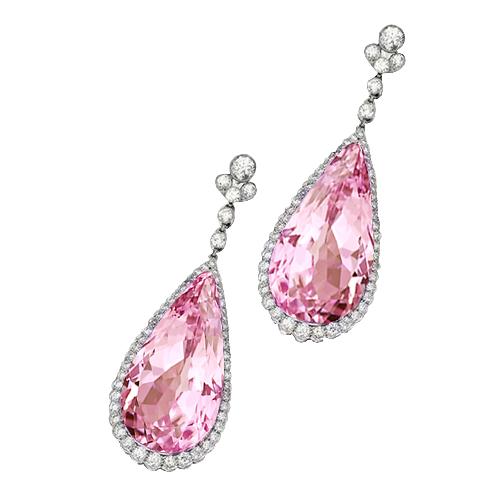 Roze Kunzite Diamond Dangle Dames Oorbel Wit Goud 14K 37 Ct - harrychadent.nl