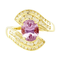 Roze Kunzite Fancy Diamond Ring 15 karaat geel goud 14K