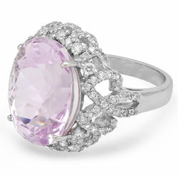 Roze kunziet en diamanten 32 kt jubileumring wit goud 14k
