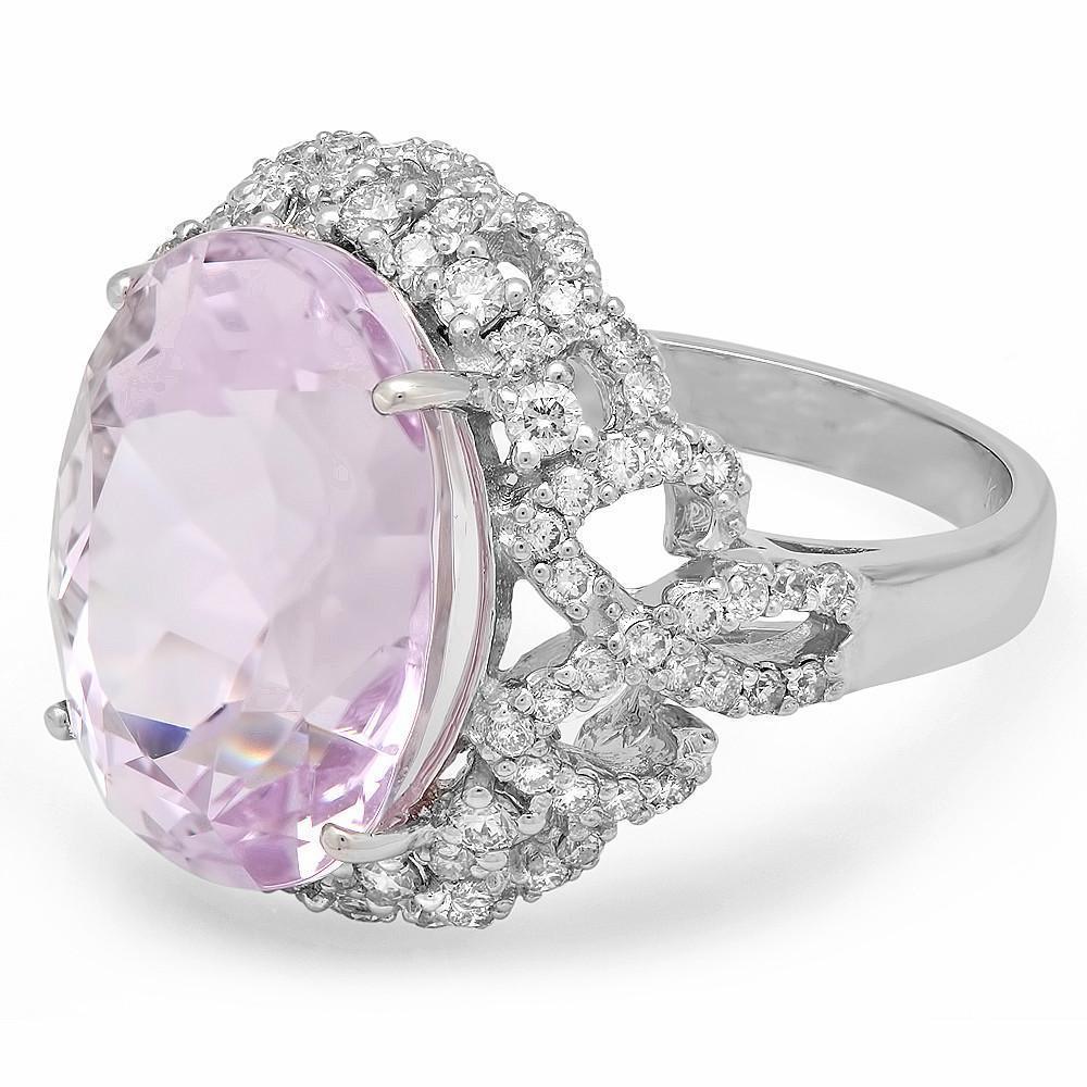 Roze kunziet en diamanten 32 kt jubileumring wit goud 14k - harrychadent.nl