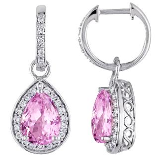 Roze kunzite en diamanten hoepel bungelen dames oorbel 20,50 karaat - harrychadent.nl