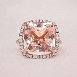Roze kussen Morganite diamanten trouwring 22.50 karaat roségoud 14K