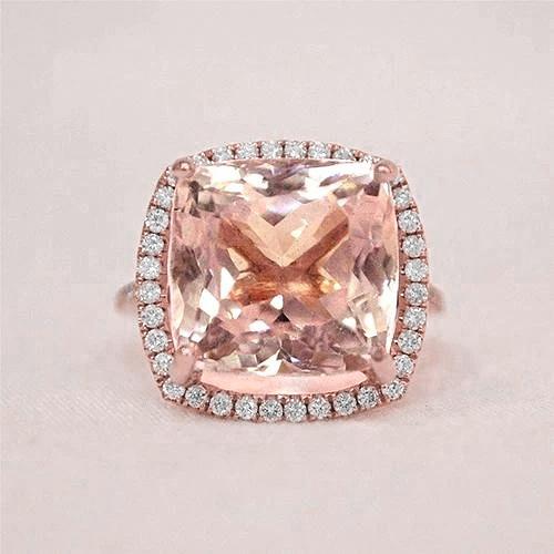 Roze kussen Morganite diamanten trouwring 22.50 karaat roségoud 14K - harrychadent.nl