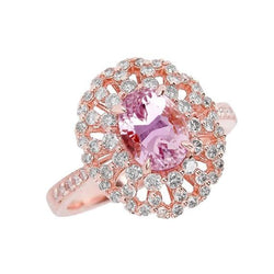 Roze ovaal geslepen Kunziet diamanten ring Lady Rose gouden sieraden 14 Ct