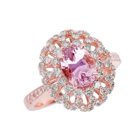 Roze ovaal geslepen Kunziet diamanten ring Lady Rose gouden sieraden 14 Ct - harrychadent.nl