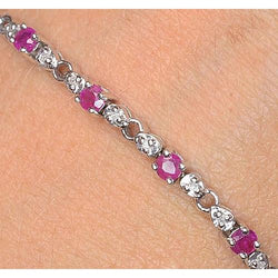 Roze saffier diamanten tennisarmband 9 karaat dames sieraden Nieuw