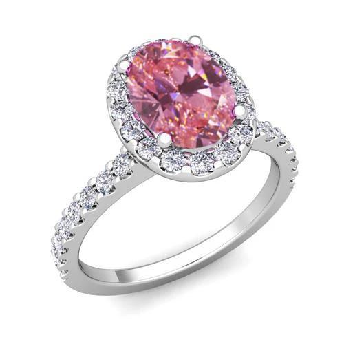 Roze saffier en diamanten 3,90 karaats ring wit goud 14K - harrychadent.nl