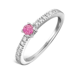 Roze saffier en diamanten ring 1,45 karaat edelsteen wit goud 14K
