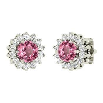 Roze saffier met diamanten 4.60 karaat oorknopjes wit goud - harrychadent.nl