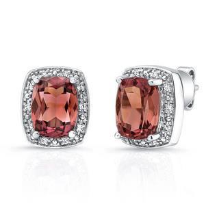 Roze toermalijn en diamanten oorknopjes wit goud 14K 14,40 Ct - harrychadent.nl