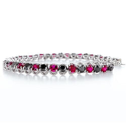 Ruby & Black Diamond Tennisarmband set 11,70 karaat