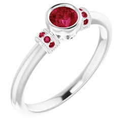 Ruby Ring 1 Karaat Milgrain Vrouwen Bezel Set Sieraden