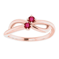 Ruby Ring Rose Gold 0.20 Karaat Infinity Twist Style U Prong Setting