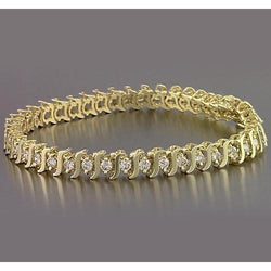 S Style Geelgouden Diamanten Armband Prong Set 6,60 Karaat Nieuw