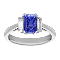 Saffier & Baguette Diamanten Jubileumring 3 Karaat Kathedraal Instelling