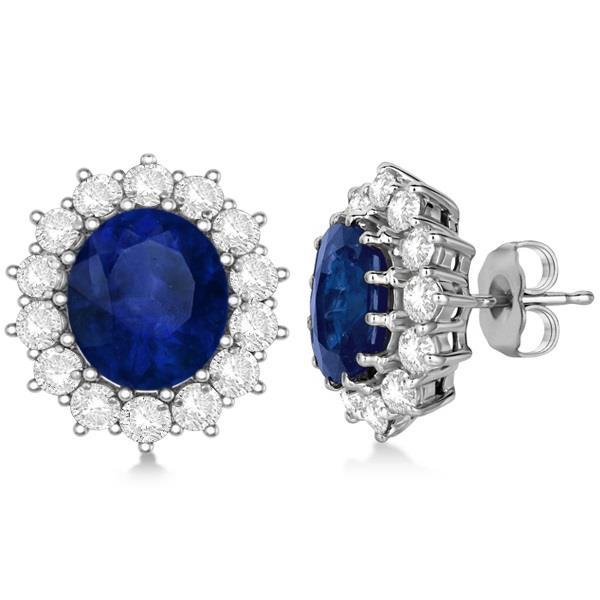 Saffier & Diamant 6.80 Karaat Dames Oorknopjes Wit Goud 14K - harrychadent.nl