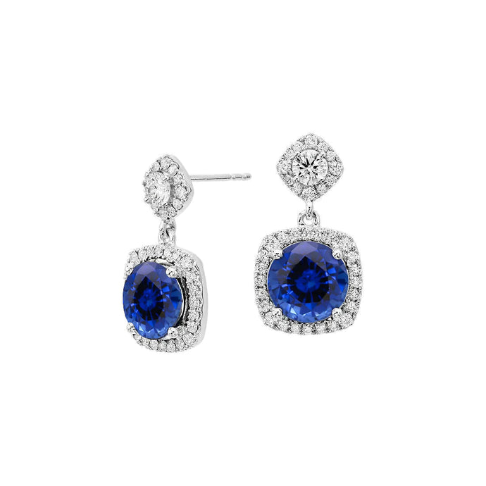 Saffier En Diamanten Oorbellen