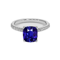 Saffier Verlovingsring Ceylon Blauw Wit Gouden Sieraden 2.75 Karaat