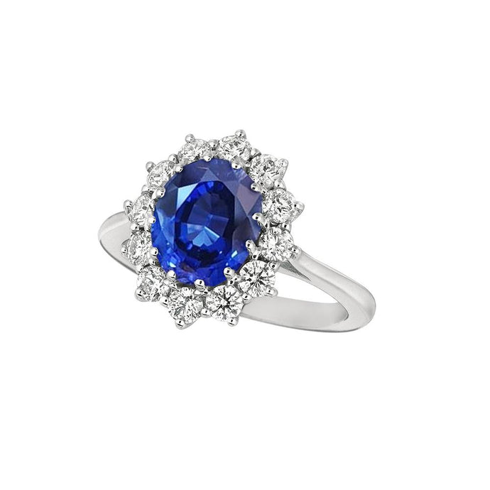 Saffier en diamanten fancy ring 3,25 karaat wit goud 14k - harrychadent.nl