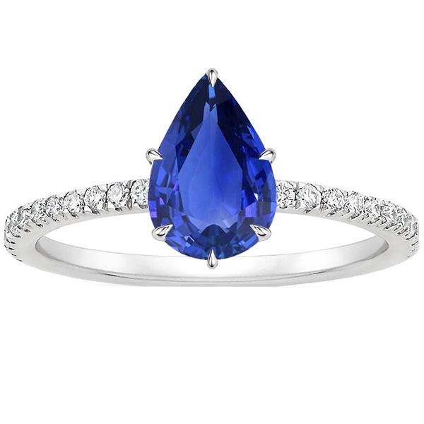 Saffier verlovingsring blauwe peer geslepen met diamanten accenten 5 karaat - harrychadent.nl